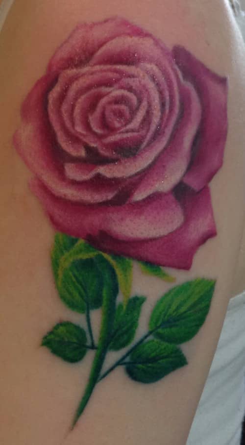 tattoo by Starr, pink rose