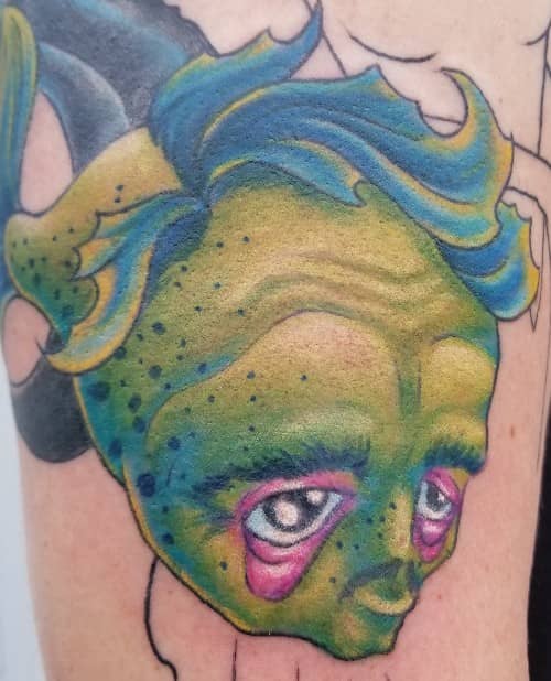 tattoo by Starr, edgar allen poe fish